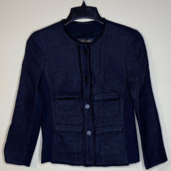 Escada Women's Black Textured Blazer Size 34 - Picture 3 of 8